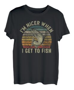 Ich bin netter, wenn ich angeln darf Lustiger Angelfischer T-Shirt
