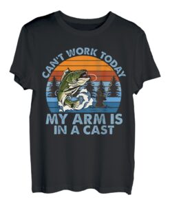 Ich kann heute nicht arbeiten, mein Arm ist in einem Guss, Angeln, Vintage-Retro T-Shirt