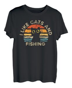 Ich mag Katzen und Angeln T-Shirt