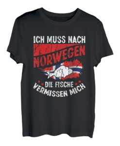 Ich muss nach NORWEGEN die Fische vermissen mich Geschenk T-Shirt