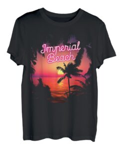 Imperial Beach, Kalifornien, Palmen, Rosa Lichter, Sonnenuntergang, Vintage-Stil T-Shirt