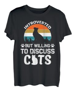 Introverted But Willing To Discuss Cats, lustige Katze Retro T-Shirt