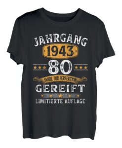 Jahrgang 1943 80 Geburtstag Geschenke Mann Frau Vintage 1943 T-Shirt