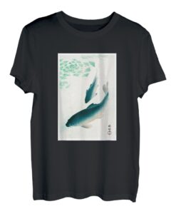 Japanisches Kunst-Hemd mit Karpfen-Koi-Fisch-Motiv, Vintage-Design T-Shirt