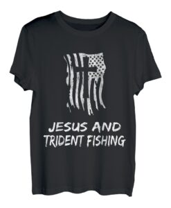 Jesus und Dreizack Angeln Lustiges christliches Angler-Design T-Shirt