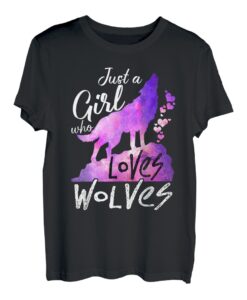 Just a Girl Who Loves Wolves Süßes Aquarell-Wolf-Geschenk T-Shirt