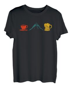 Kaffeelover Bierfan Bergsteiger Wanderer Bergfan Gipfelsport T-Shirt