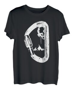 Karabiner mit Bergsteiger Berge Klettern T-Shirt