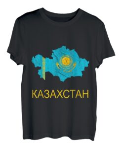 Kasachstan Karte Umriss Kazak Kasachische Flagge Kasache T-Shirt
