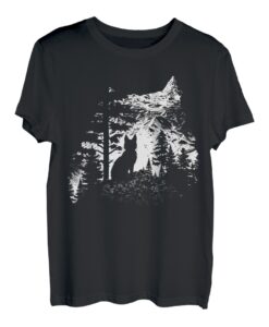 Katze Berge Tier Zeichnung Bergsteigen Natur Katze T-Shirt