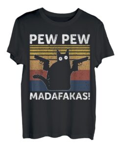 Katze Vintage PewPewPew Madafakas Katze Crazy Pew T-Shirt