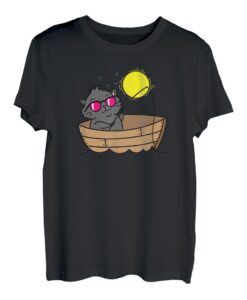 Katzenangeln auf dem Boot bei Sonnenuntergang T-Shirt