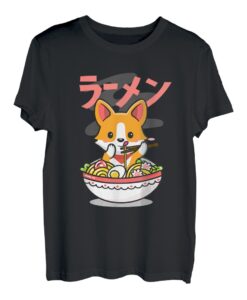 Kawaii Ramen Japanische Nudeln, niedlicher Anime-Hund Corgi Ramen T-Shirt