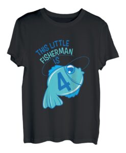 Kinder 4. Geburtstag Jungen Angeln T-Shirt Fisch 4 Jahre alt T-Shirt