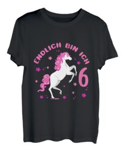 Kinder 6 Jahre alt Pferd Endlich Bin Ich 6 Mädchen 6. Geburtstag T-Shirt