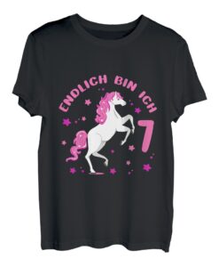 Kinder 7 Jahre alt Pferd Endlich Bin Ich 7 Mädchen 7. Geburtstag T-Shirt