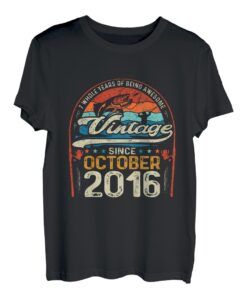 Kinder 7 Jahre alte Fliegenfischer-Liebhaber, geboren Oktober 2016, 7. Geburtstag T-Shirt