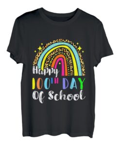 Kinder Happy 100th Days Of School Leopard Regenbogen Lehrer Kind T-Shirt