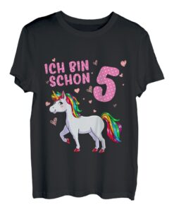 Kinder Ich Bin Schon 5 Jahre Einhorn Mädchen 5 Geburtstag Einhorn T-Shirt
