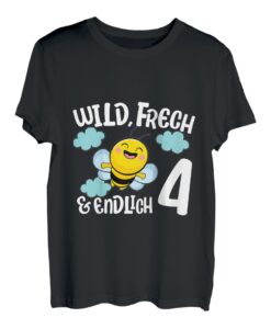 Kinder Süße Biene Geburtstagshirt Frech & Endlich 4 Jahre Mädchen T-Shirt