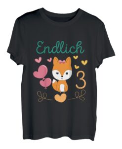 Kinder Süßer Fuchs Geburtstagshirt Endlich 3 Jahre Mädchen T-Shirt