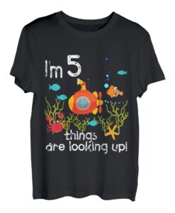 Kinder U-Boot-Shirt mit Aufschrift "Five Years Old 5th Birthday", Geschenk T-Shirt