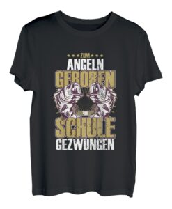 Kinder ZUM ANGELN GEBOREN ZUR SCHULE GEZWUNGEN Angler T-Shirt