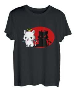 Kleine Katze Minou Engel und Teufel für Frauen und Männer T-Shirt