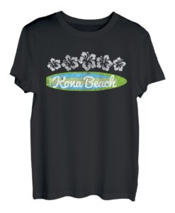 Kona Hawaii Vintage Surf Design: Surfboard Hibiskus T-Shirt
