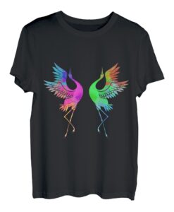 Kranich Blumen Kraniche Storch Vogel Origami Vogelliebhaber T-Shirt