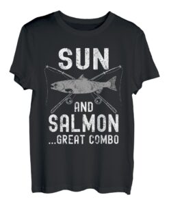 Lachs Angelrute I Sonne und Lachs T-Shirt