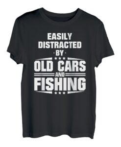 Leicht abgelenkt von alten Autos und Angeln T-Shirt