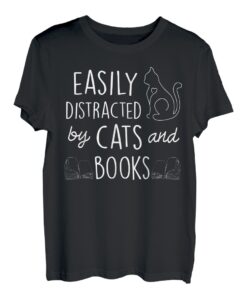 Leicht abgelenkt von Katzen und Büchern für Katzen und Buchliebhaber T-Shirt