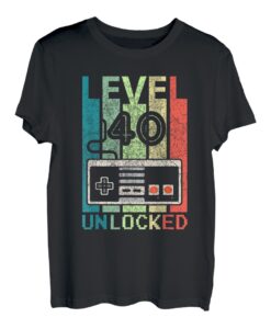 Level 40 Unlocked T Shirt Video Gamer Jungen 40 Geburtstag T-Shirt