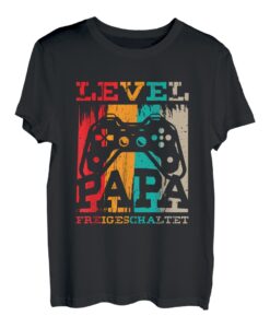 Level Papa Freigeschaltet Papa Ankündigung 2023 Gamer T-Shirt