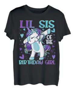 Lil Sis of the Birthday Girl Dabbing Einhorn Kleine Schwester T-Shirt