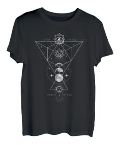 Live By The Sun Moon Witchcraft Astrologie Tattoodesign Line T-Shirt