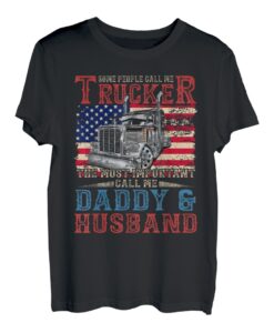 LKW-Fahrer, Trucker Daddy, Ehemann, US-Flagge T-Shirt