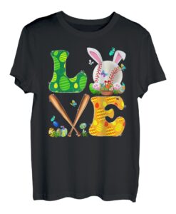 Love Baseball Ball & Fledermäuse Hasenohren Ostertag Jungen Kinder T-Shirt