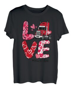 LOVE Truck Herz Trucker Life Valentinstag Geschenke T-Shirt
