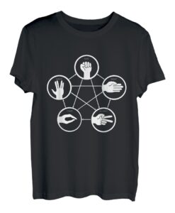 Lustige klassische Handspiele Rock Papierschere Eidechse Spock T-Shirt