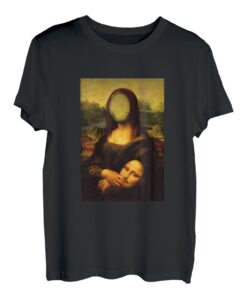 Lustige Sarcasm Ölgemälde Mona Lisa Face Off Her Gesichtsmaske T-Shirt