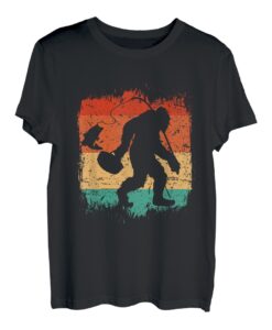 Lustiger Bigfoot Angeln Retro Sasquatch Angler Herren Jungen T-Shirt