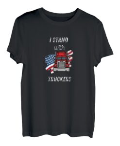 Lustiger I Stand with truckers, support truck drivers design T-Shirt