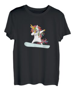 Lustiges buntes Einhorn-Regenbogen, Snowboard-Geschenk. T-Shirt