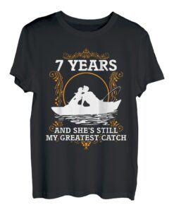 Lustiges Geschenk zum Angeln, Jahrestag, 7 Jahre Jahrestag T-Shirt