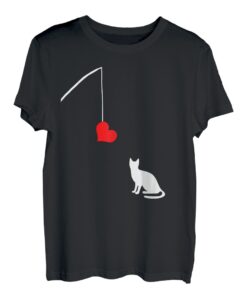 Lustiges Katzenspielzeug Angeln Herz Kitty Liebhaber Valentinstag T-Shirt