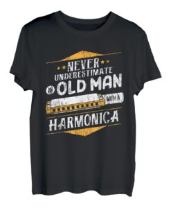 Lustiges Mundharmonika-Spieler, Musikinstrument, alter Mann, Geschenk T-Shirt