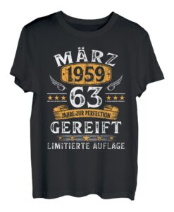 März 1959 Lustige Geschenke 63. Geburtstag Männer Frauen T-Shirt