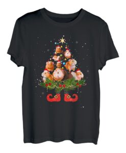 Meerschweinchen Weihnachtsbaum Lichter Lustiger Weihnachtsmann Hut Liebhaber T-Shirt